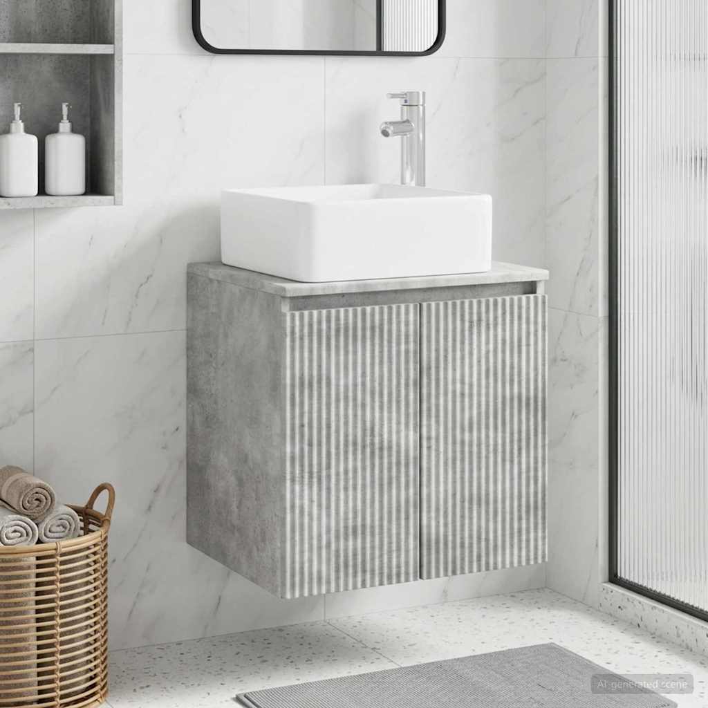 Wall-Mounted Sink Vanity Concrete Grey 53 x 35 x 63 cm