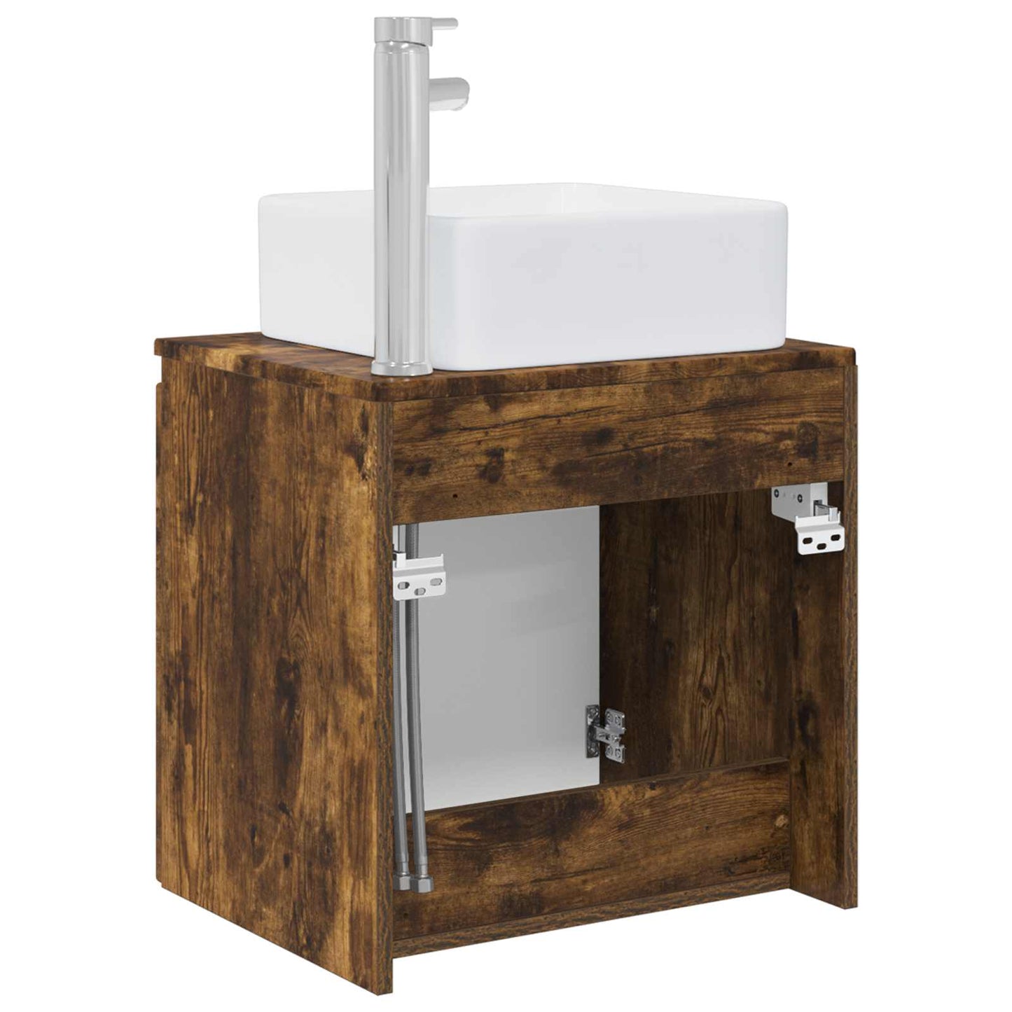 Wall-Mounted Sink Vanity Smoked Oak 53 x 35 x 63 cm