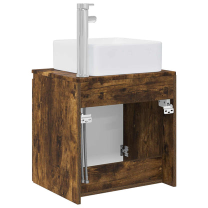 Wall-Mounted Sink Vanity Smoked Oak 53 x 35 x 63 cm