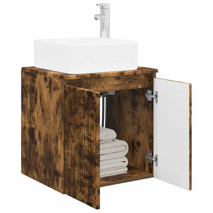 Wall-Mounted Sink Vanity Smoked Oak 53 x 35 x 63 cm