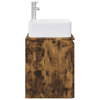 Wall-Mounted Sink Vanity Smoked Oak 53 x 35 x 63 cm