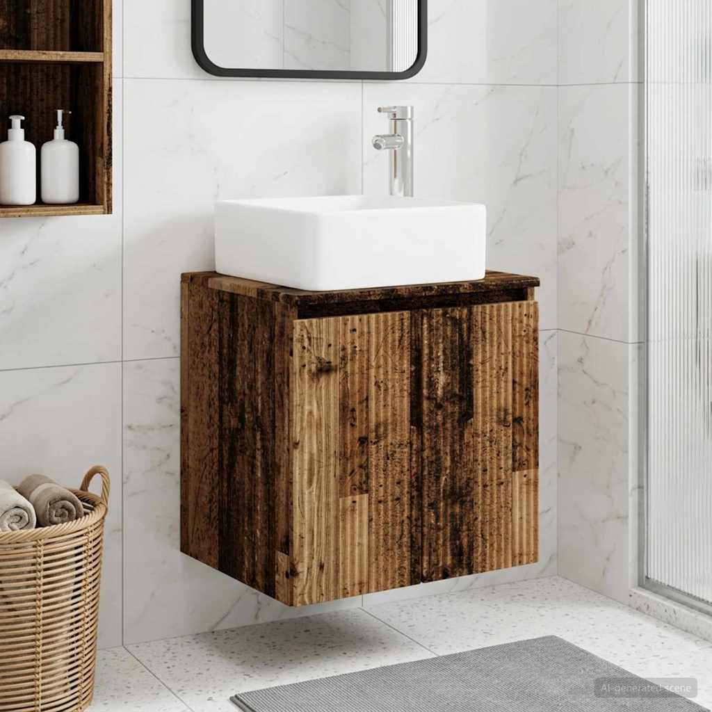 Wall-Mounted Sink Vanity Old Wood 53 x 35 x 63 cm