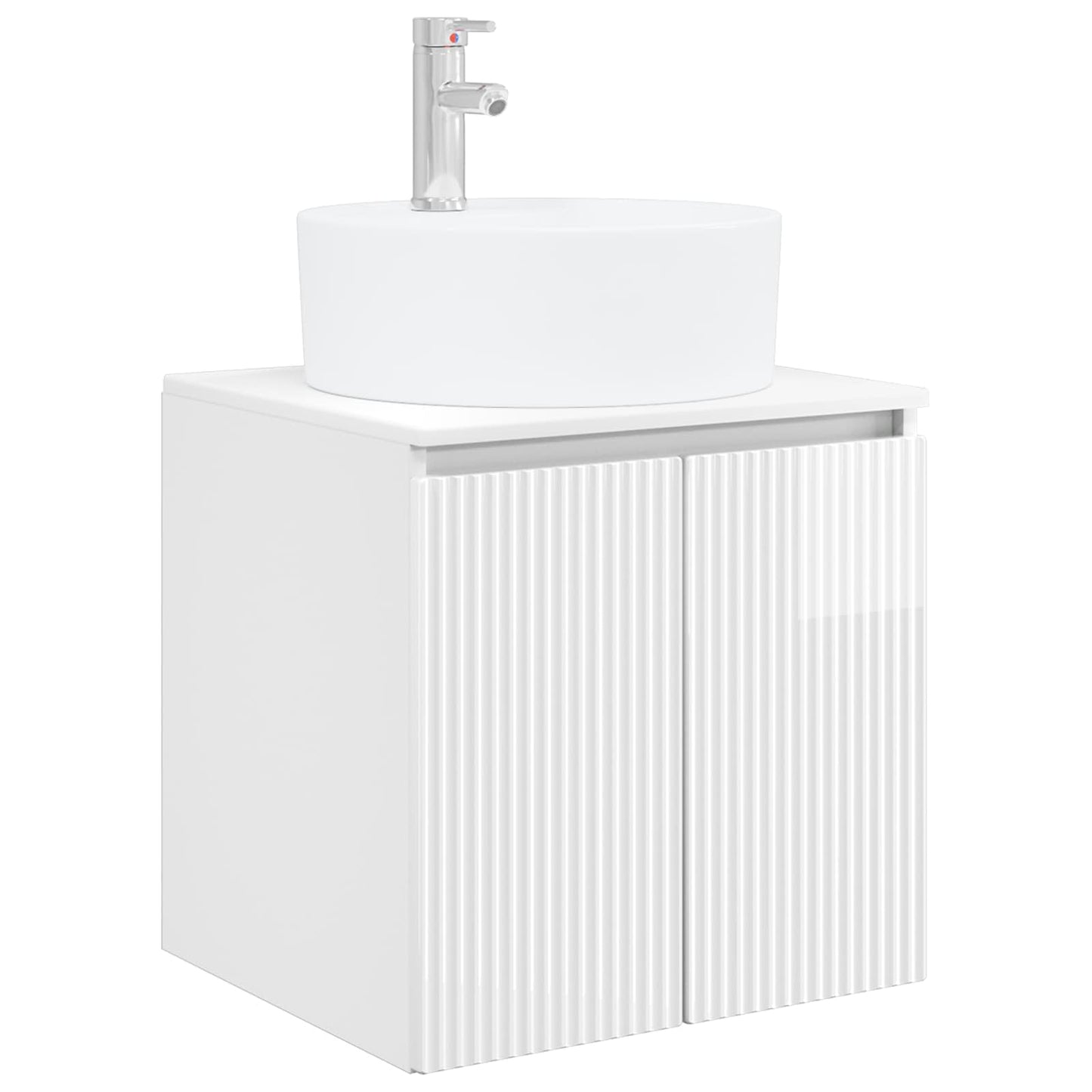 Wall-Mounted Sink Vanity High Gloss White 49.5 x 44.5 x 65 cm