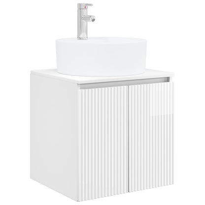 Wall-Mounted Sink Vanity High Gloss White 49.5 x 44.5 x 65 cm