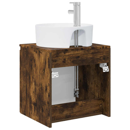 Wall-Mounted Sink Vanity Smoked Oak 49.5 x 44.5 x 65 cm