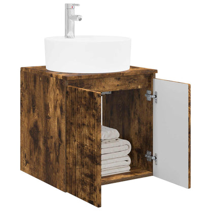 Wall-Mounted Sink Vanity Smoked Oak 49.5 x 44.5 x 65 cm