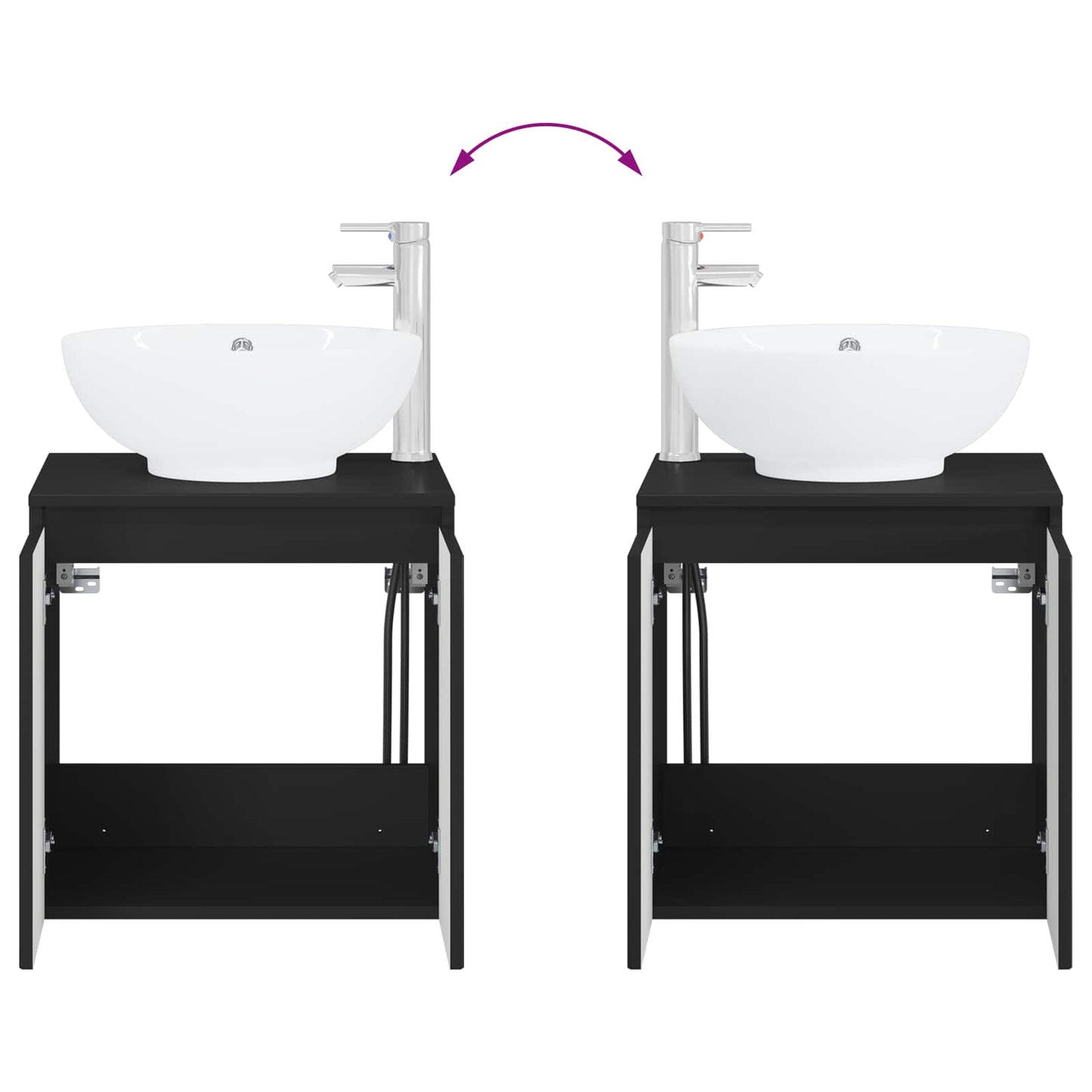 Wall-Mounted Sink Vanity Black 49.5 x 44.5 x 65 cm