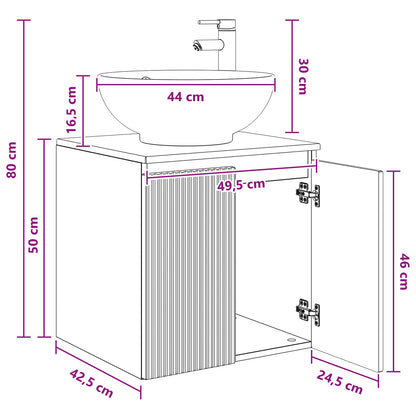 Wall-Mounted Sink Vanity Black 49.5 x 44.5 x 65 cm