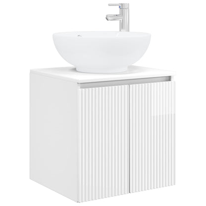 Wall-Mounted Sink Vanity High Gloss White 49.5 x 44.5 x 65 cm