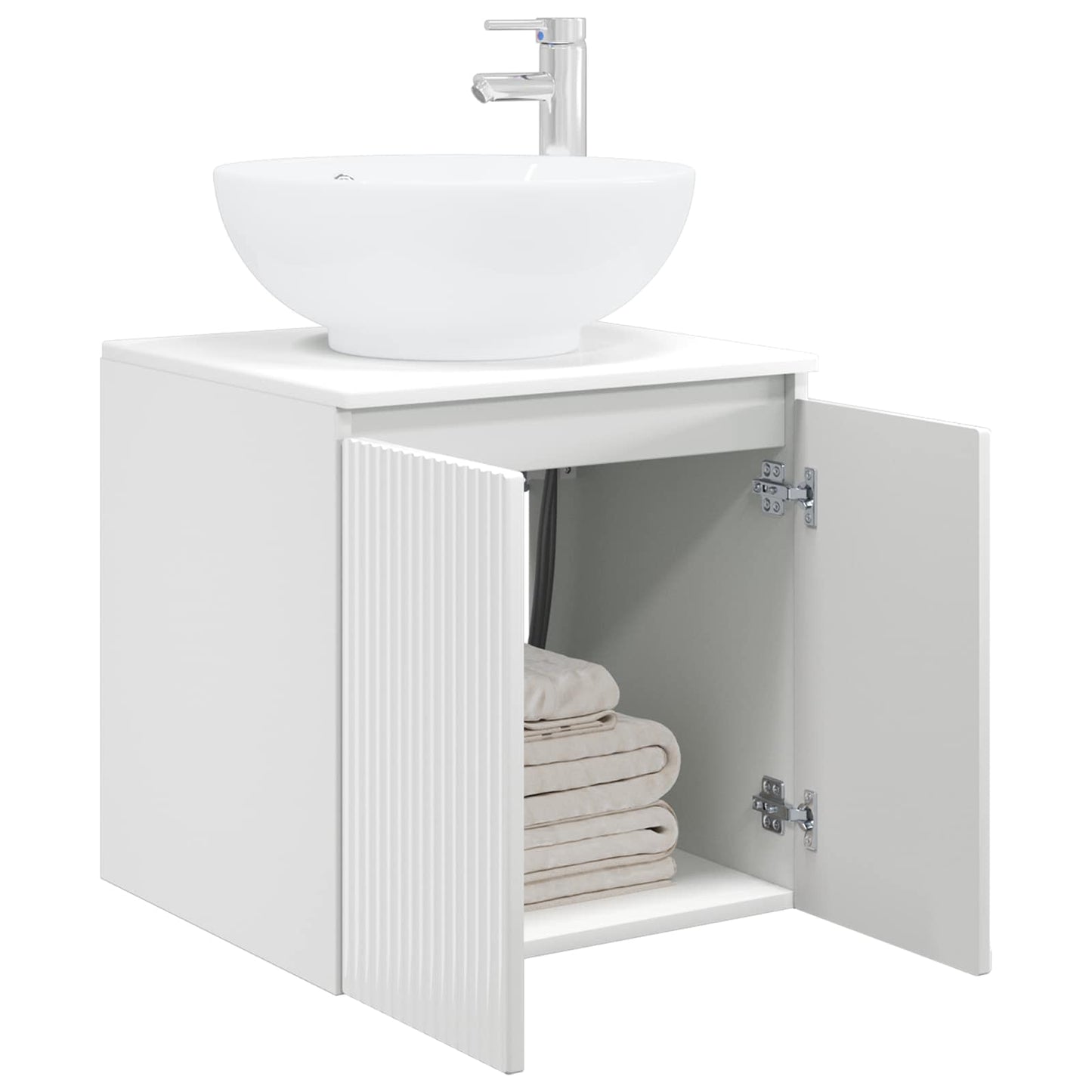 Wall-Mounted Sink Vanity High Gloss White 49.5 x 44.5 x 65 cm