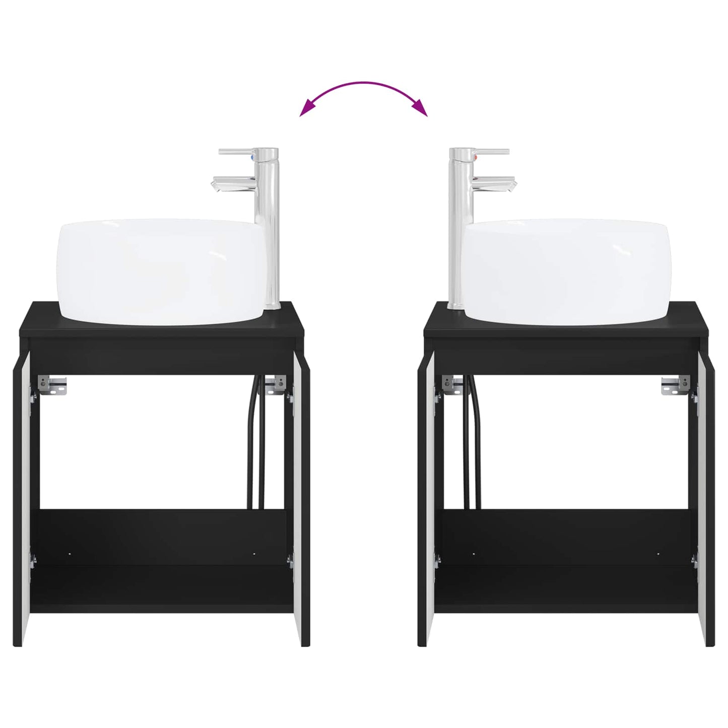 Wall-Mounted Sink Vanity Black 49.5 x 44.5 x 66 cm