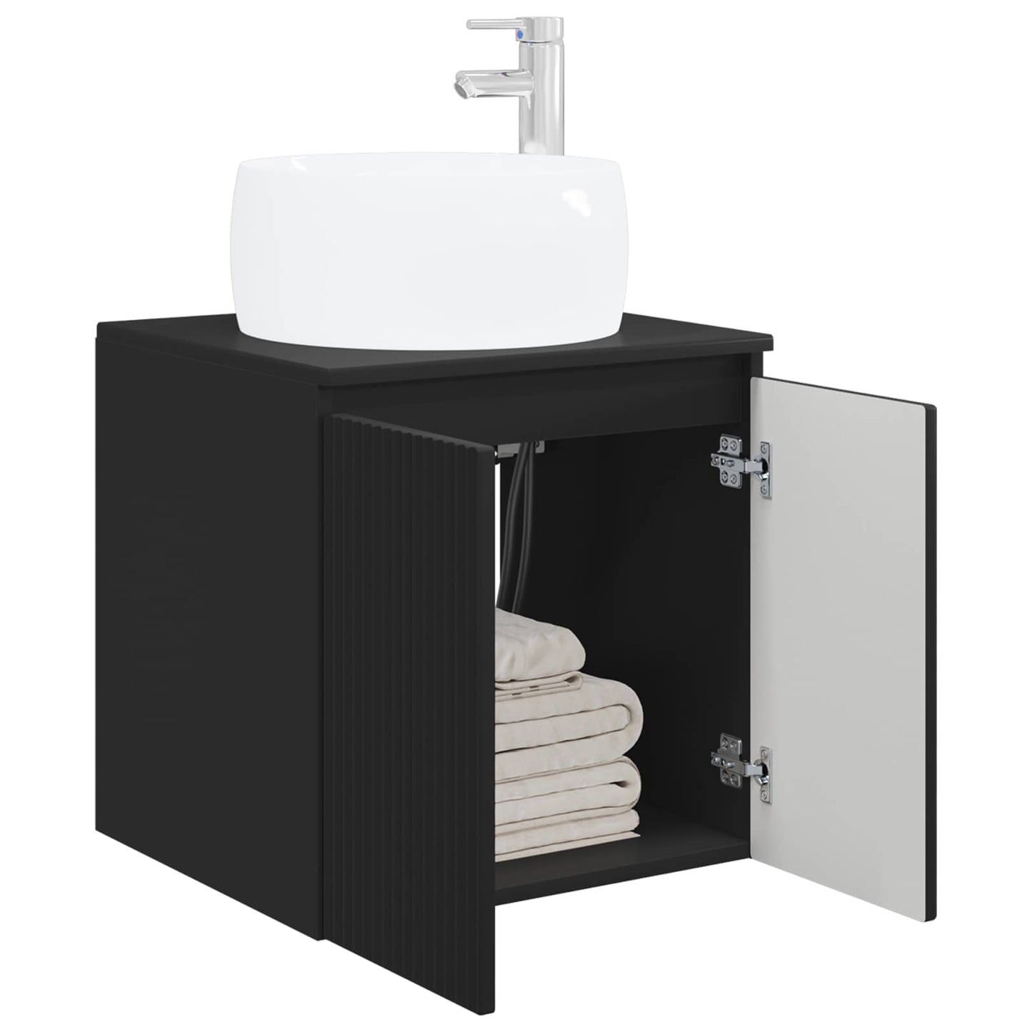 Wall-Mounted Sink Vanity Black 49.5 x 44.5 x 66 cm