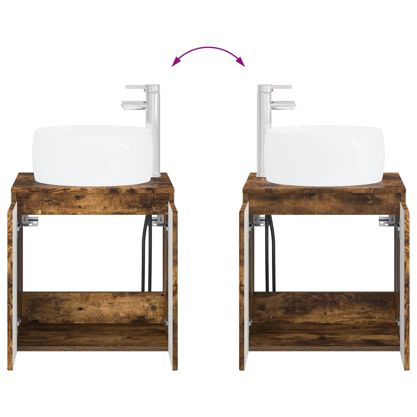 Wall-Mounted Sink Vanity Smoked Oak 49.5 x 44.5 x 66 cm