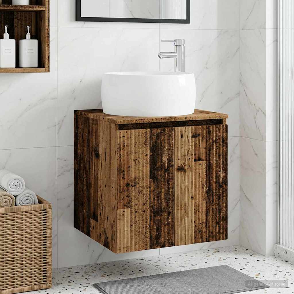 Wall-Mounted Sink Vanity Old Wood 49.5 x 44.5 x 66 cm