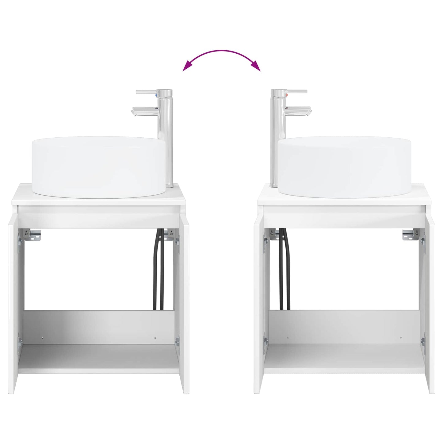 Wall-mounted Sink Vanity High Gloss White 49.5 x 44.5 x 65.5 cm