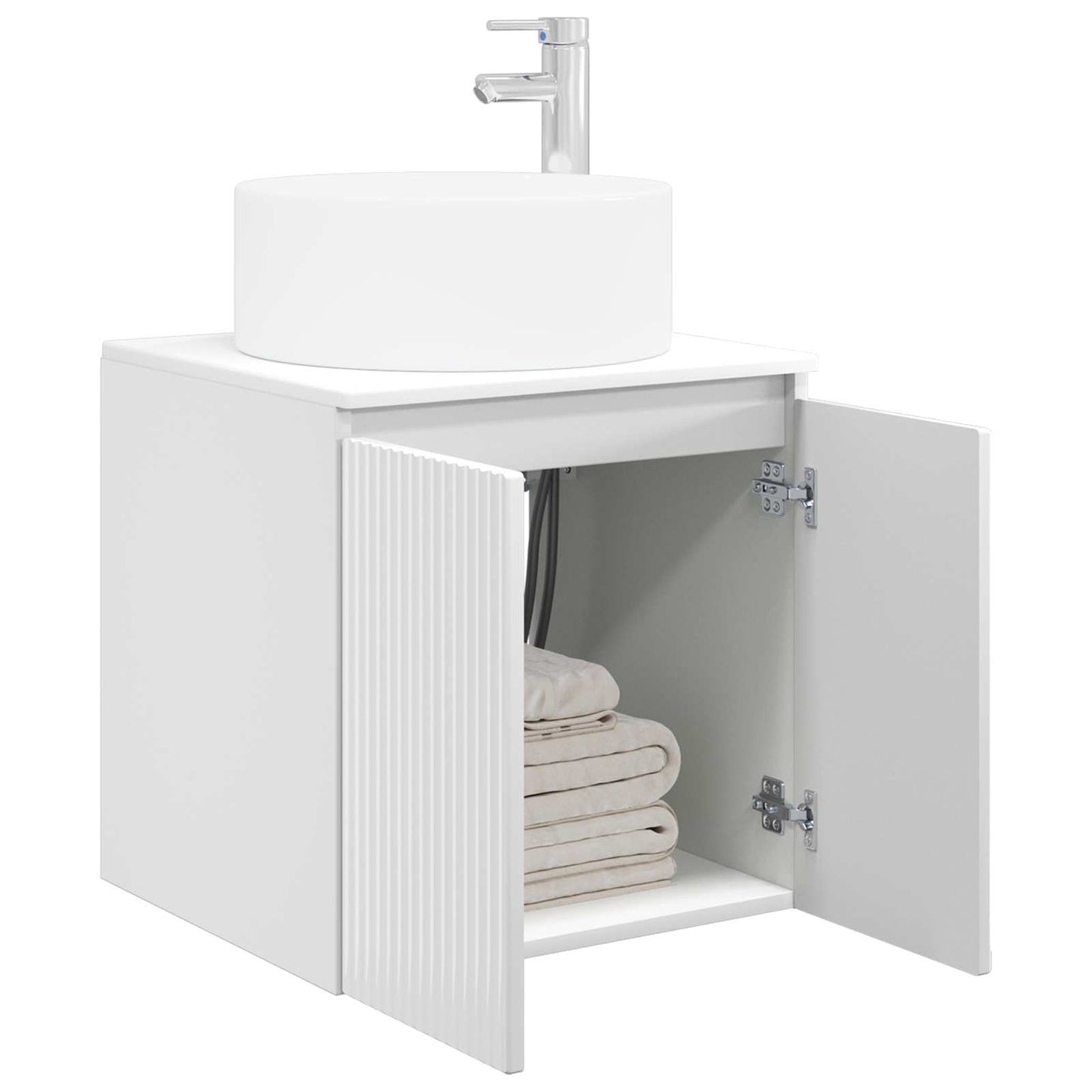 Wall-mounted Sink Vanity High Gloss White 49.5 x 44.5 x 65.5 cm