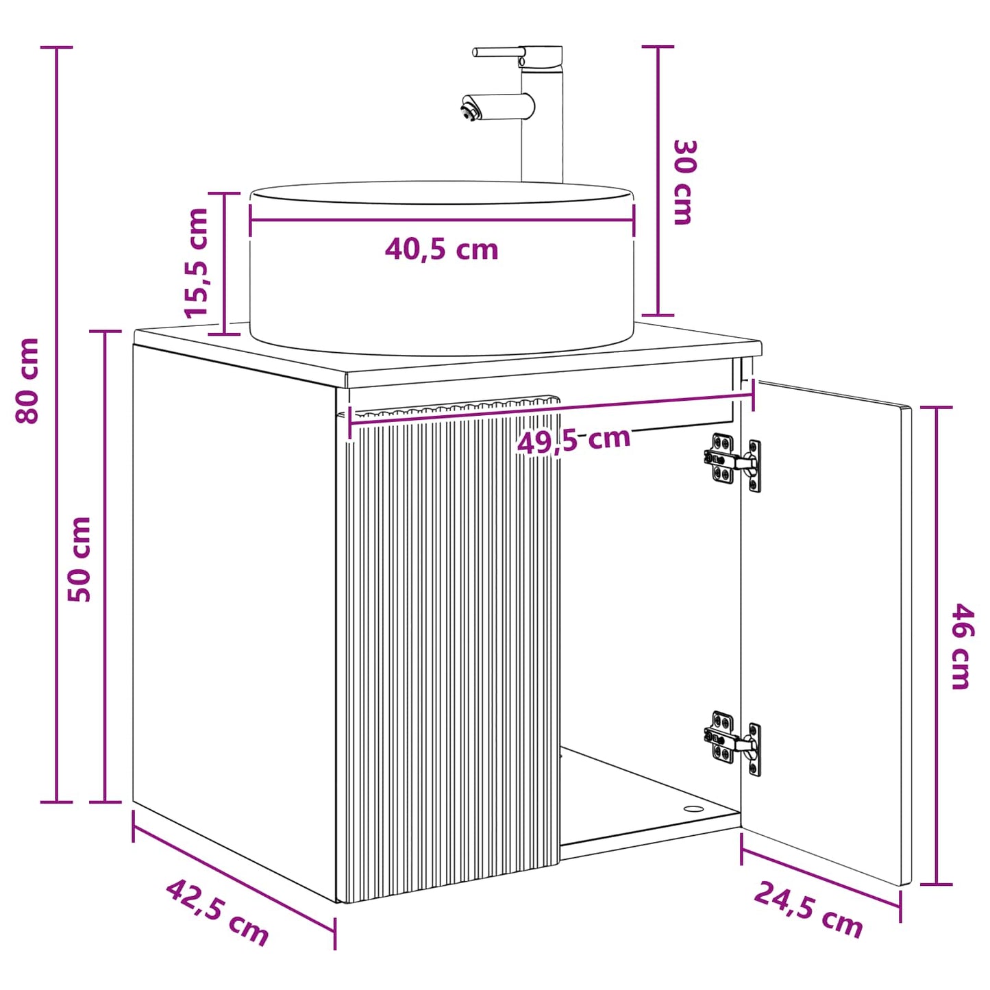 Wall-mounted Sink Vanity Grey Sonoma 49.5 x 44.5 x 65.5 cm