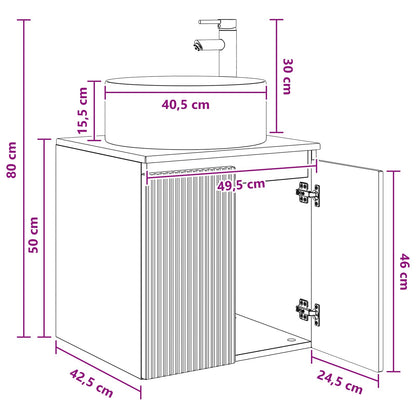 Wall-mounted Sink Vanity Artisan Oak 49.5 x 44.5 x 65.5 cm