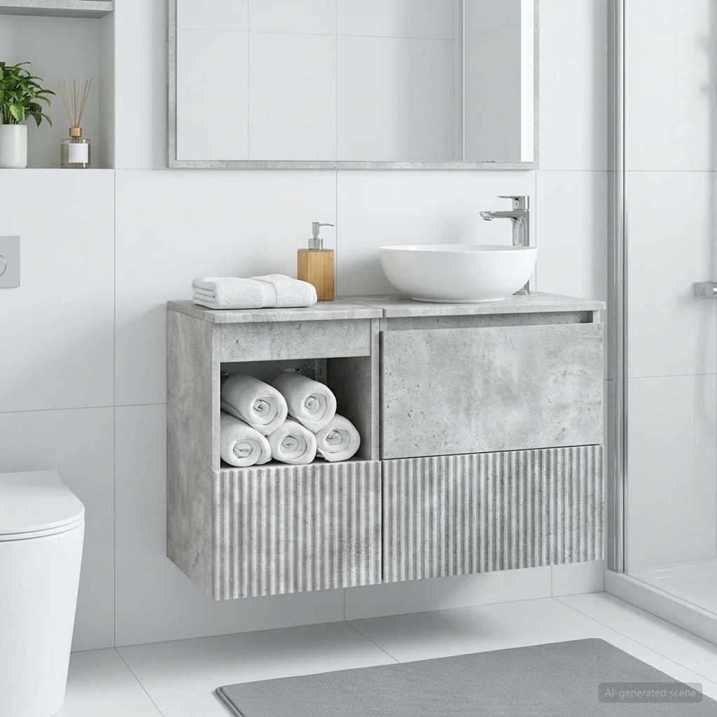 Bathroom Cabinet Concrete Grey 30 x 41 x 50 cm Engineered Wood