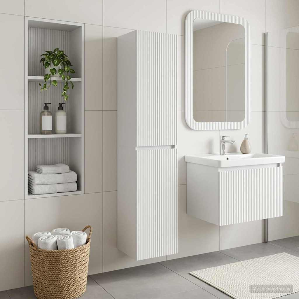 Wall-mounted Bathroom Cabinet White 33 x 34.5 x 160 cm