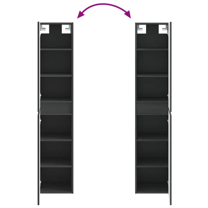 Wall-mounted Bathroom Cabinet Black 33 x 34.5 x 160 cm