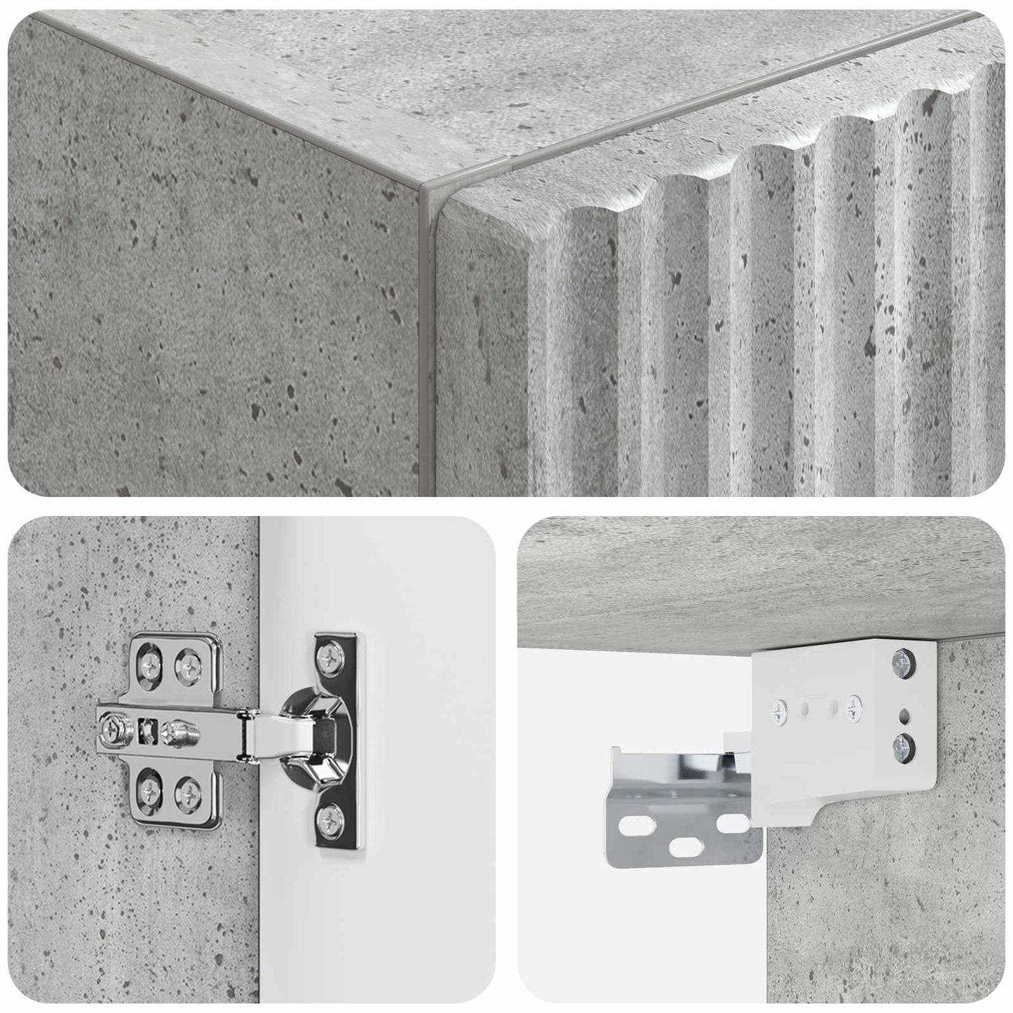 Wall-mounted Bathroom Cabinet Concrete Grey 33 x 34.5 x 160 cm