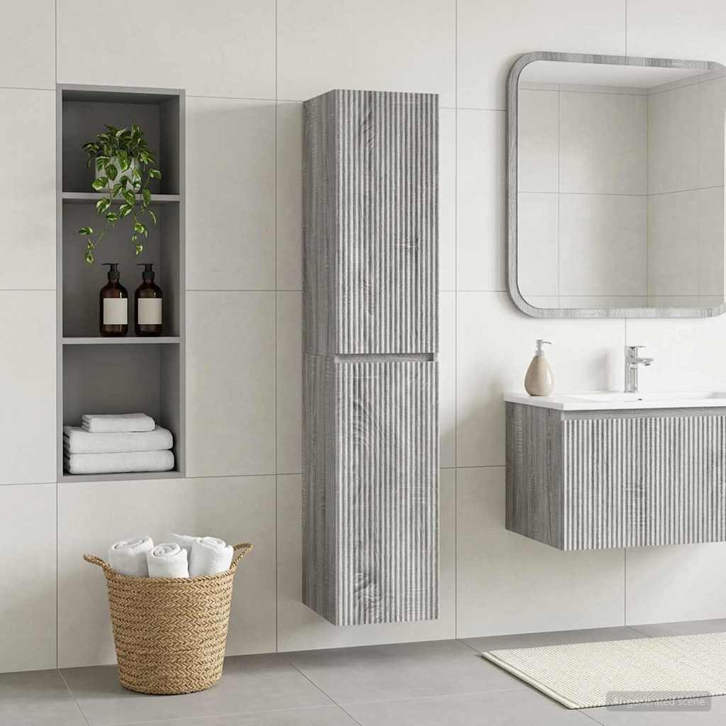 Wall-mounted Bathroom Cabinet Grey Sonoma 33 x 34.5 x 160 cm