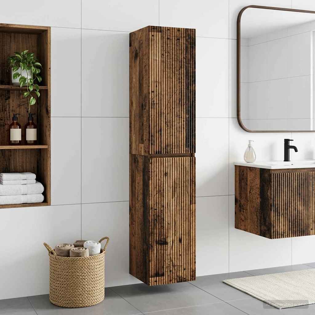 Wall-mounted Bathroom Cabinet Old Wood 33 x 34.5 x 160 cm