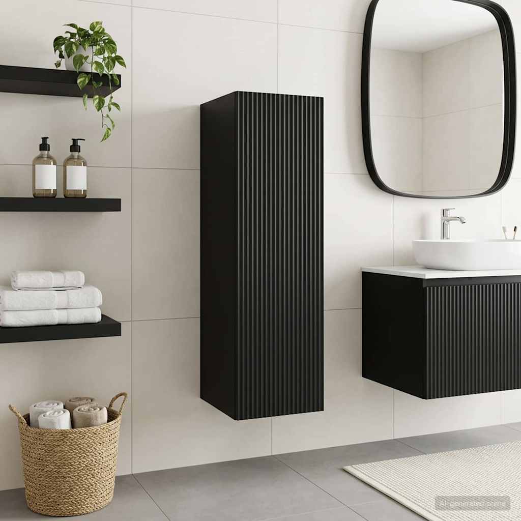 Wall-mounted Bathroom Cabinet Black 33 x 34.5 x 100 cm