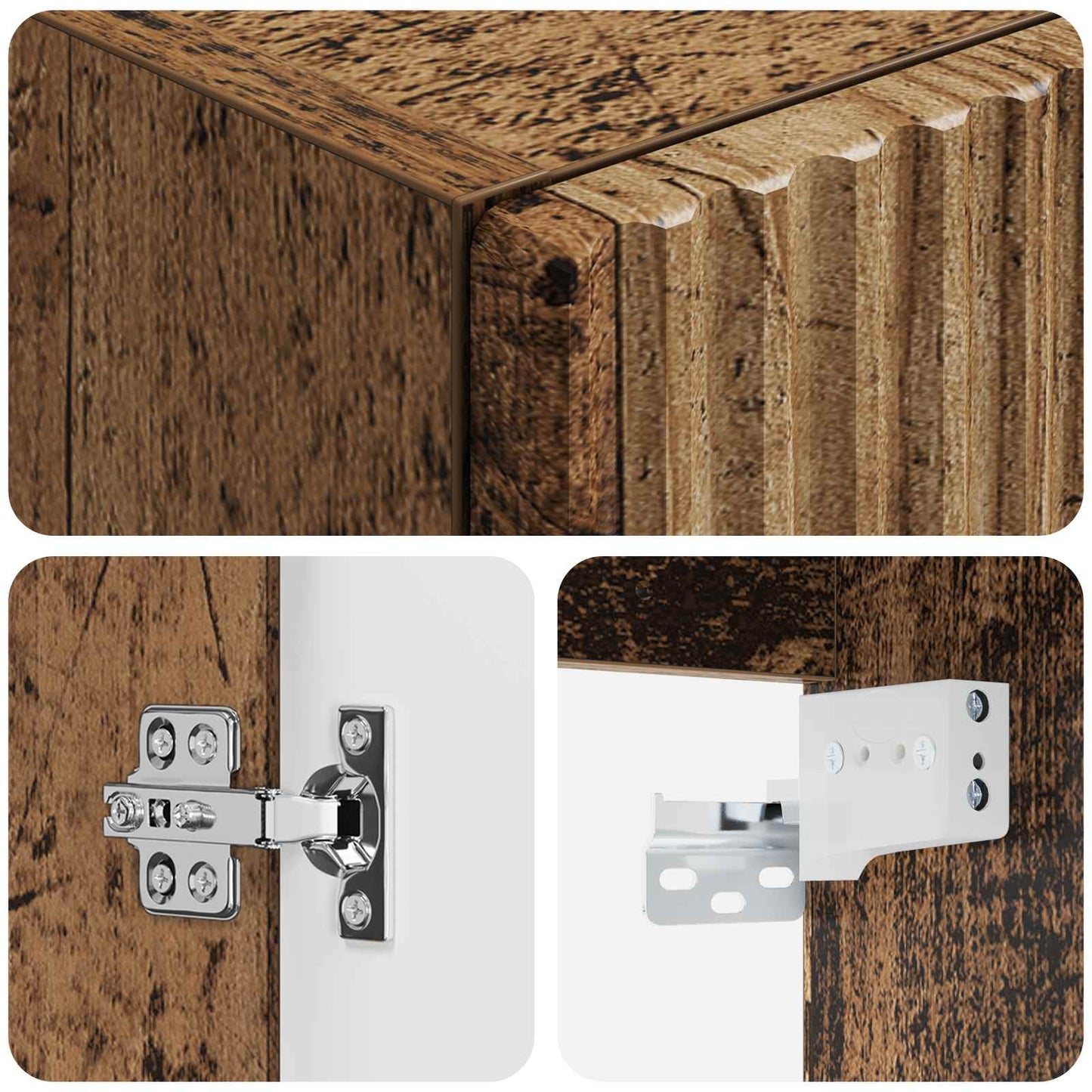 Wall-mounted Bathroom Cabinet Old Wood 33 x 34.5 x 100 cm