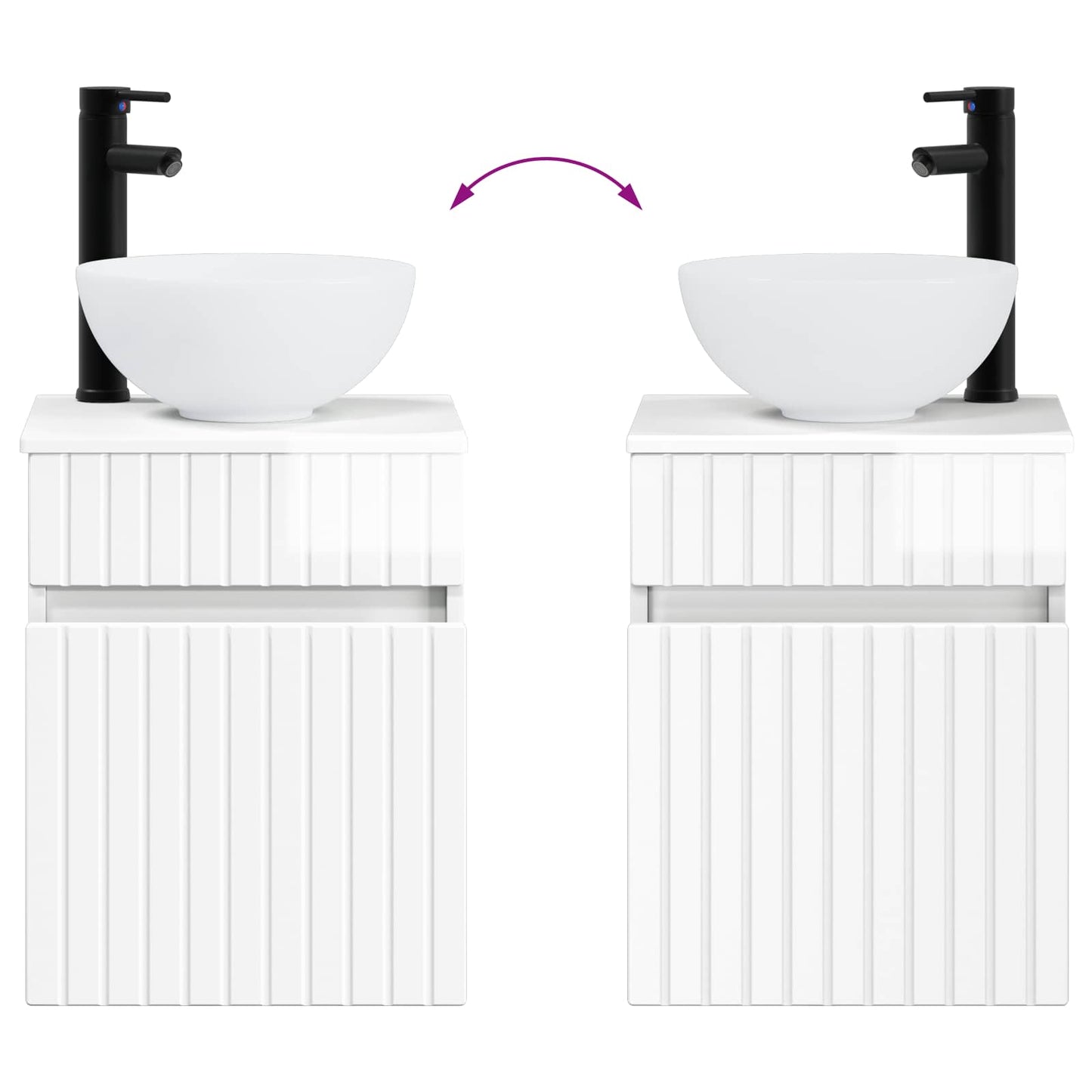Wall-mounted Sink Vanity High Gloss White 39 x 35 x 63 cm