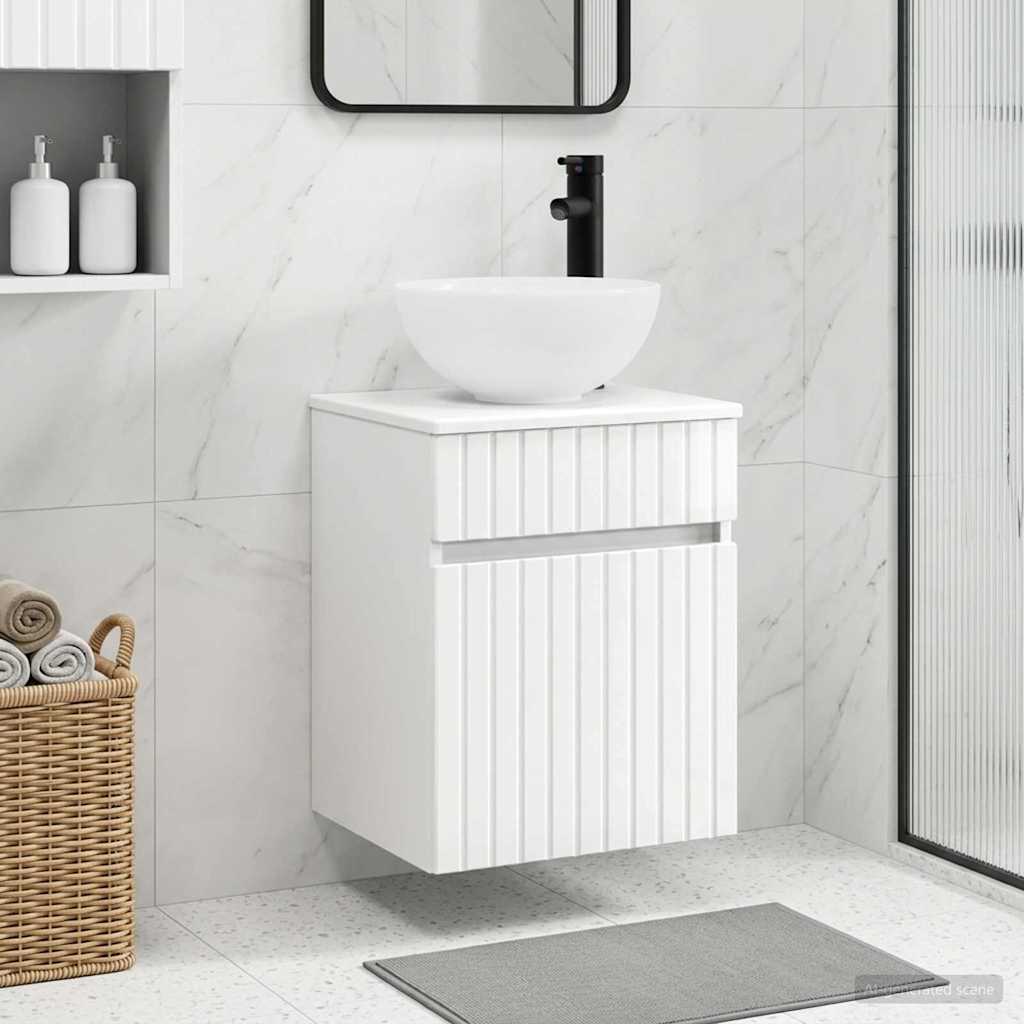 Wall-mounted Sink Vanity High Gloss White 39 x 41 x 64.5 cm