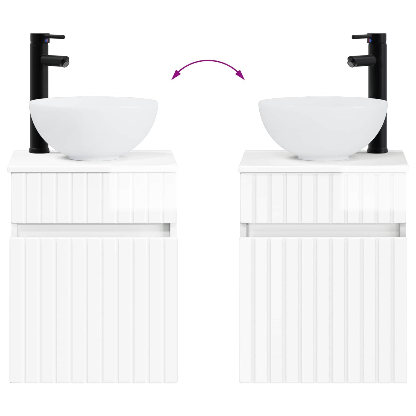 Wall-mounted Sink Vanity High Gloss White 39 x 41 x 64.5 cm
