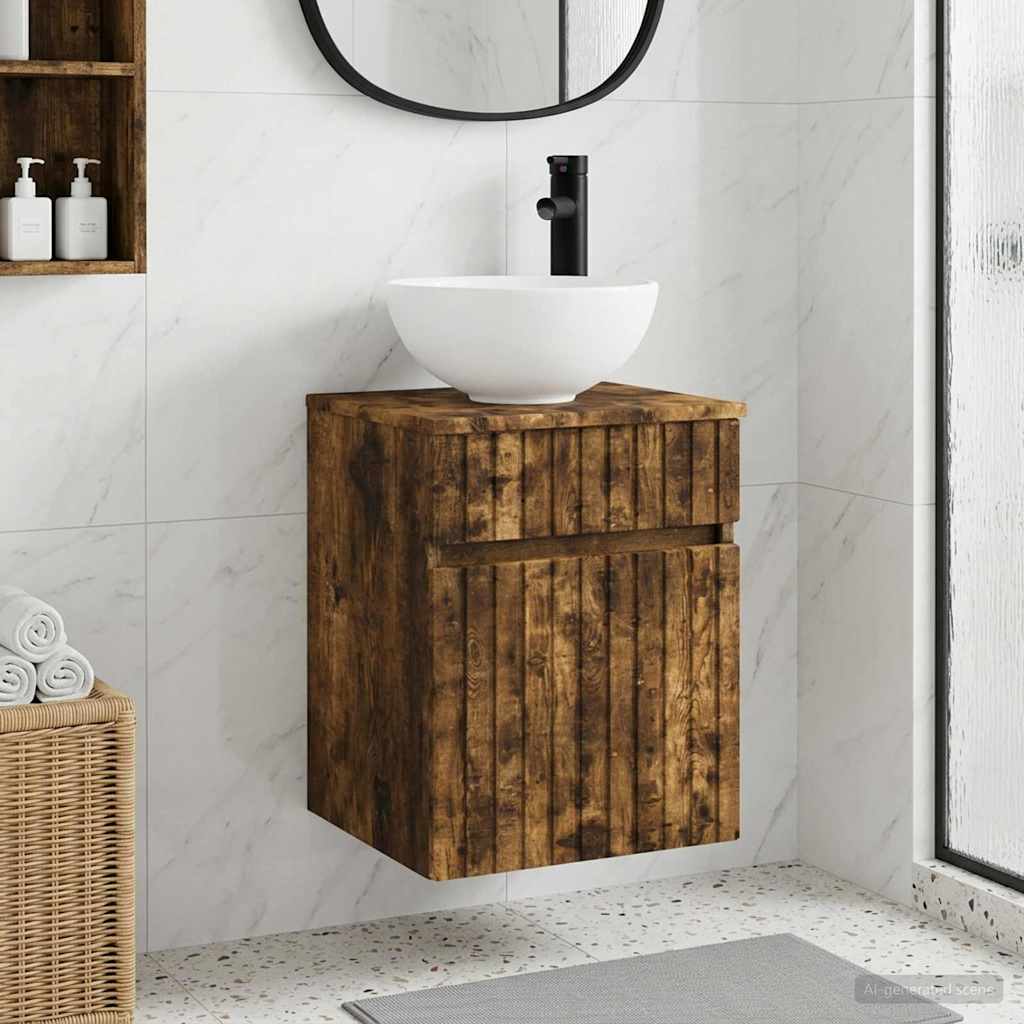 Wall-mounted Sink Vanity Smoked Oak 39 x 41 x 64.5 cm