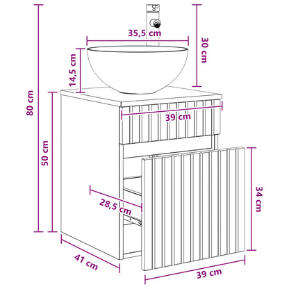Wall-mounted Sink Vanity Grey Sonoma 39 x 41 x 64.5 cm