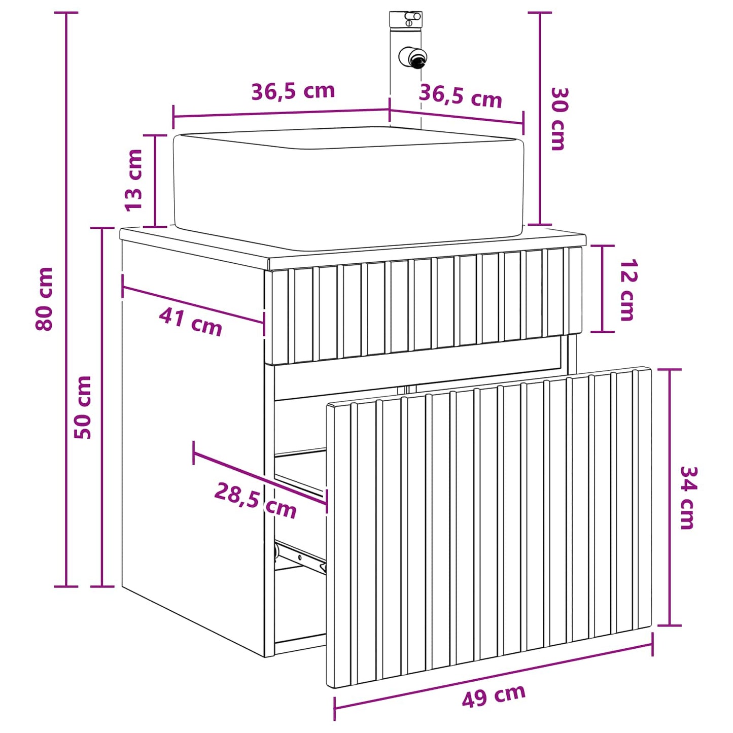 Wall-mounted Sink Vanity White 49 x 41 x 63 cm Engineered Wood