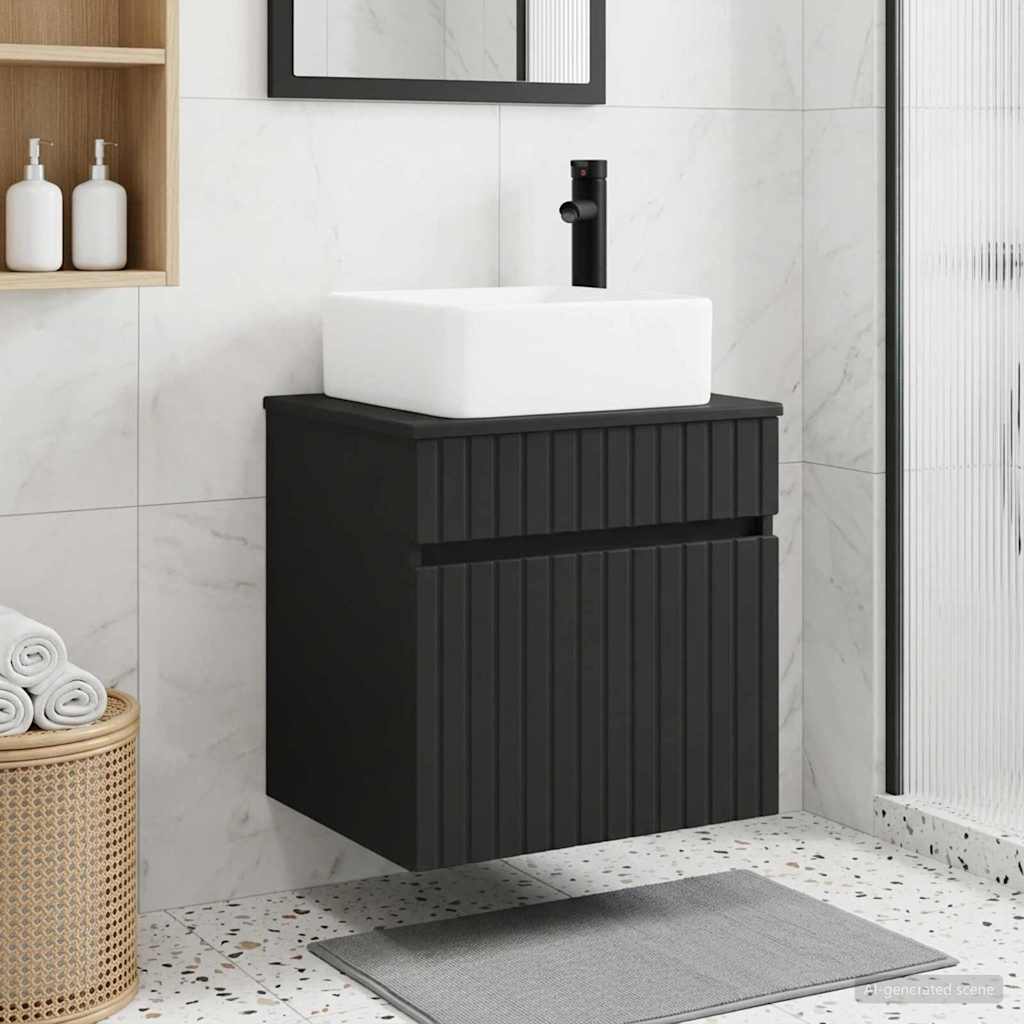 Wall-mounted Sink Vanity Black 49 x 41 x 63 cm Engineered Wood