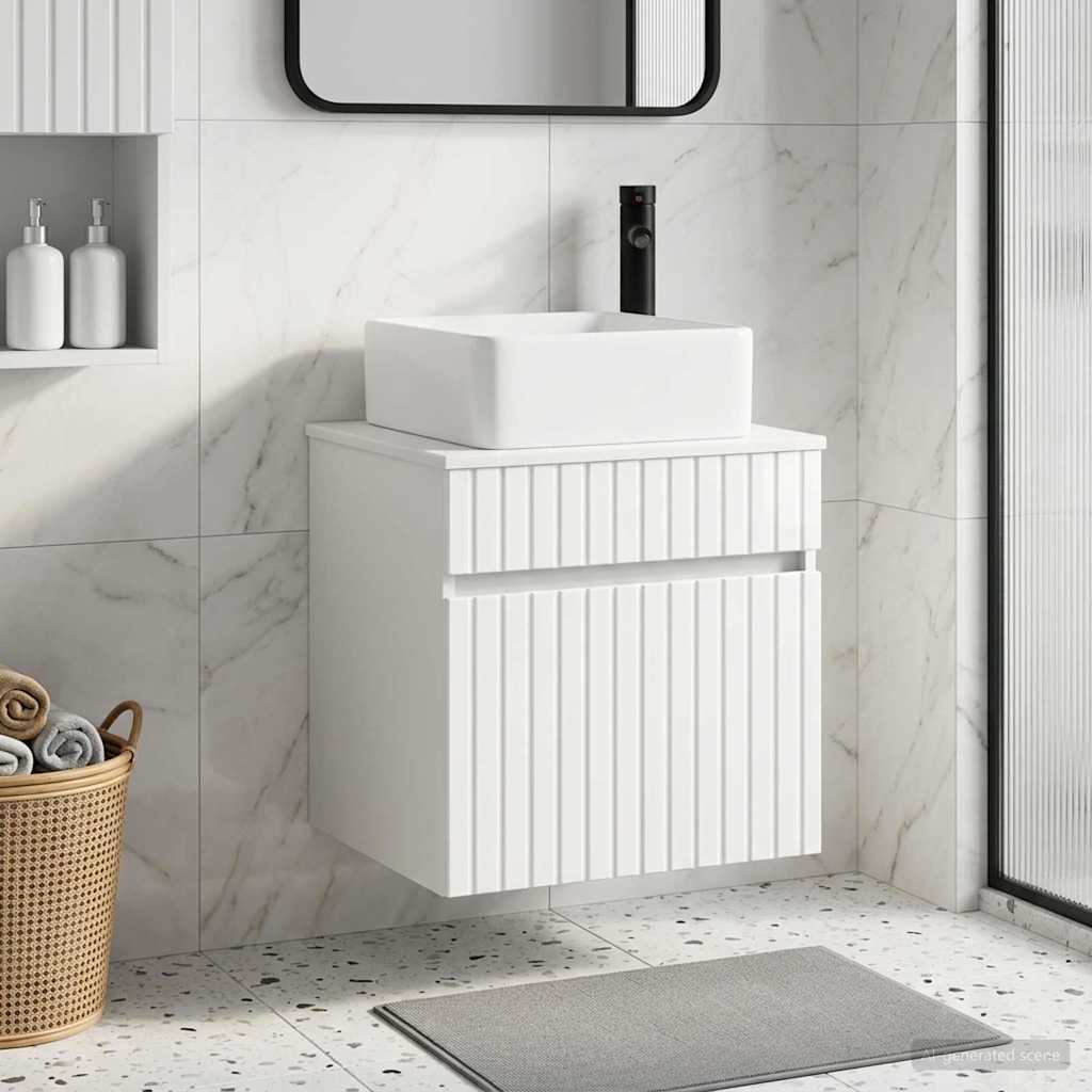 Wall-mounted Sink Vanity High Gloss White 49 x 41 x 63 cm