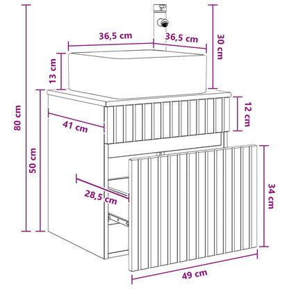 Wall-mounted Sink Vanity Smoked Oak 49 x 41 x 63 cm
