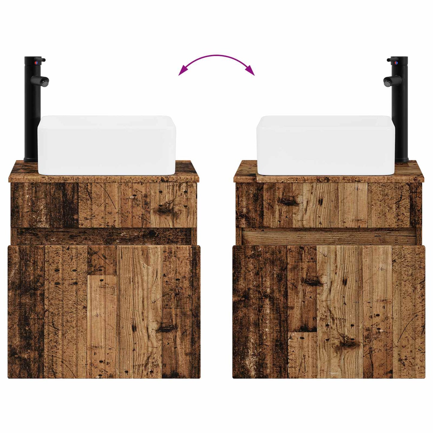 Wall-mounted Sink Vanity Old Wood 49 x 41 x 63 cm