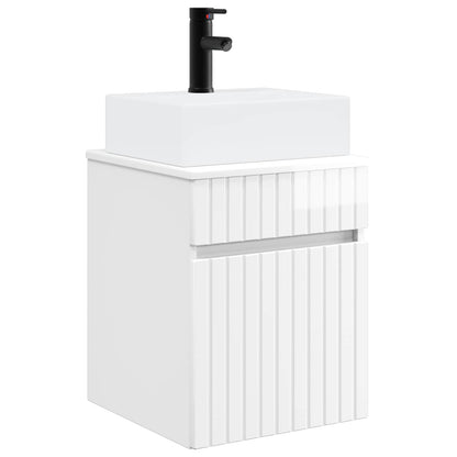 Wall-mounted Sink Vanity High Gloss White 39 x 41 x 62.5 cm