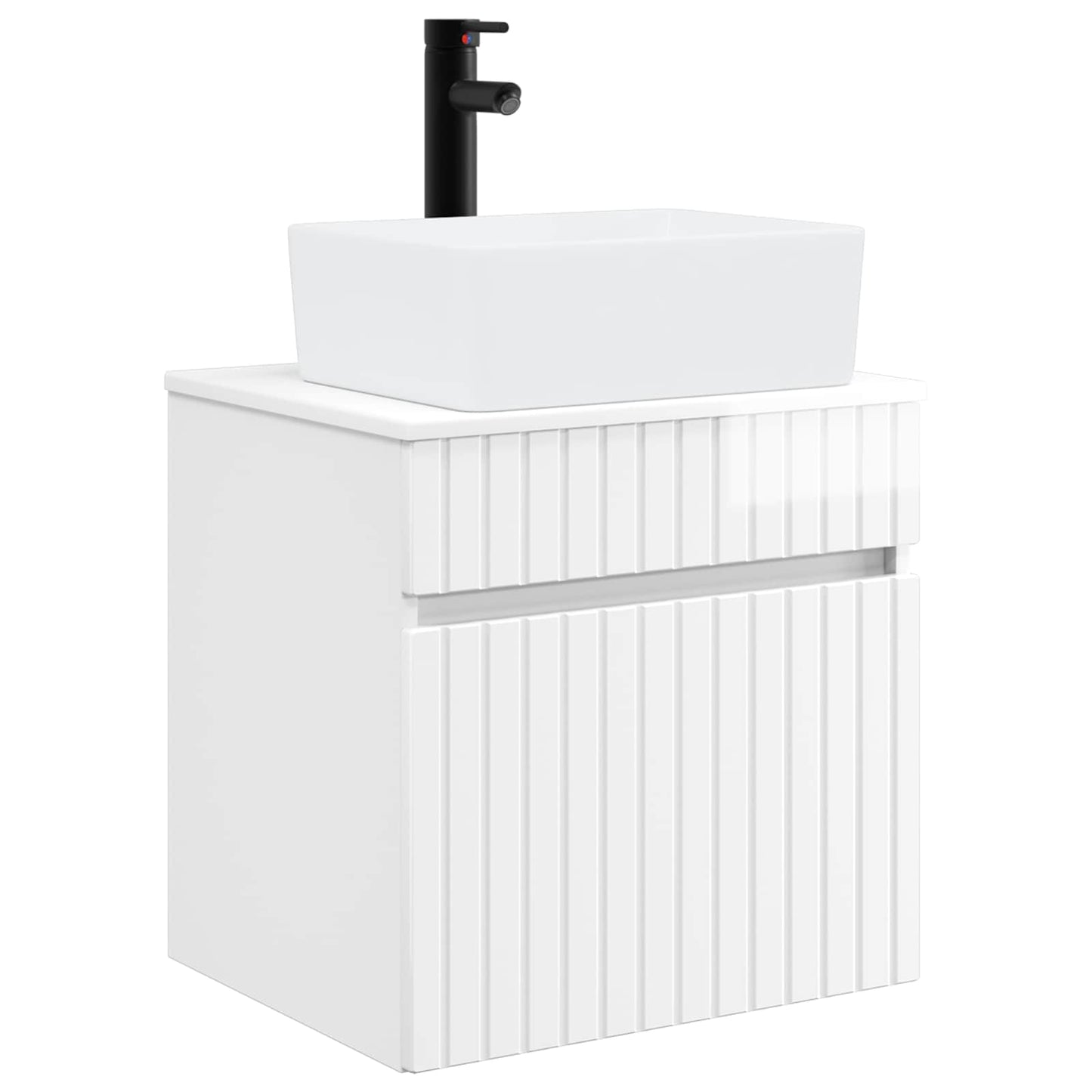 Wall-mounted Sink Vanity High Gloss White 49 x 41 x 63 cm