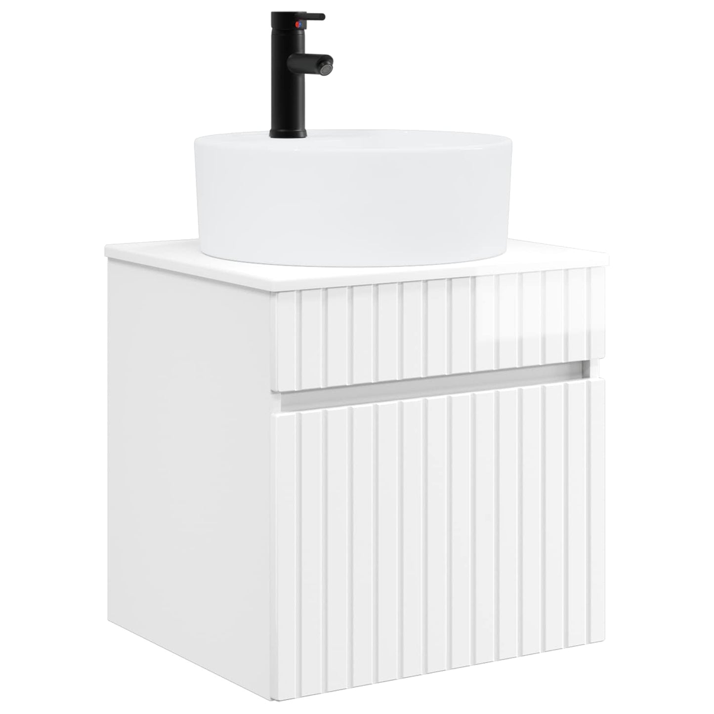 Wall-mounted Sink Vanity High Gloss White 49 x 44.5 x 65 cm