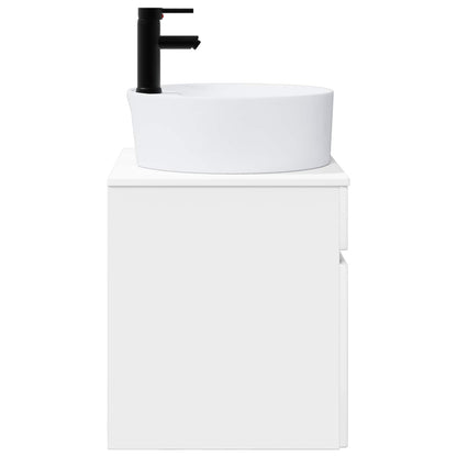 Wall-mounted Sink Vanity High Gloss White 49 x 44.5 x 65 cm