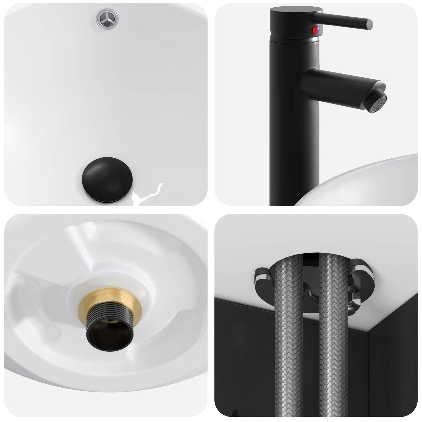 Wall-mounted Sink Vanity Black 49 x 44.5 x 66.5 cm