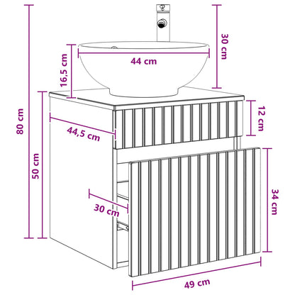 Wall-mounted Sink Vanity Sonoma Oak 49 x 44.5 x 66.5 cm