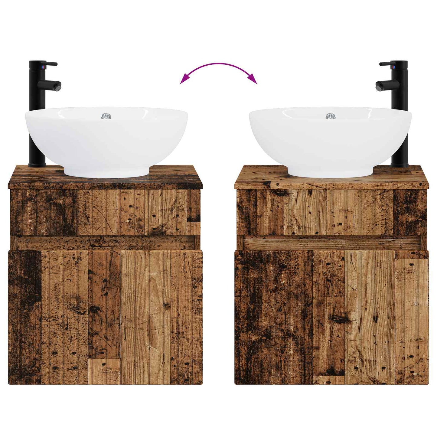Wall-mounted Sink Vanity Old Wood 49 x 44.5 x 66.5 cm