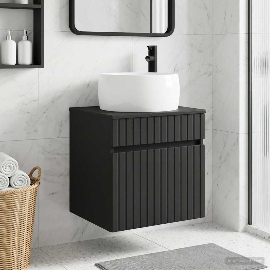 Wall-mounted Sink Vanity Black 49 x 44.5 x 66 cm