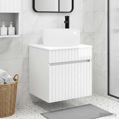 Wall-mounted Sink Vanity High Gloss White 49 x 44.5 x 66 cm