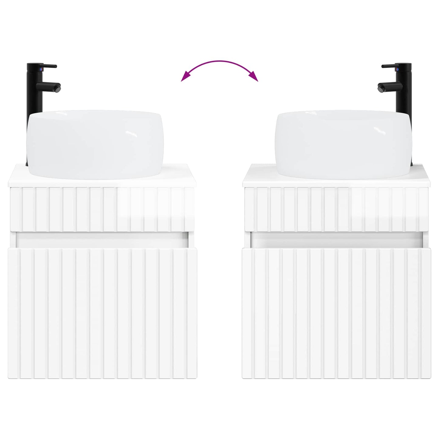Wall-mounted Sink Vanity High Gloss White 49 x 44.5 x 66 cm